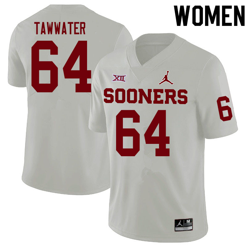 Women #64 Ben Tawwater Oklahoma Sooners College Football Jerseys Sale-White - Click Image to Close
